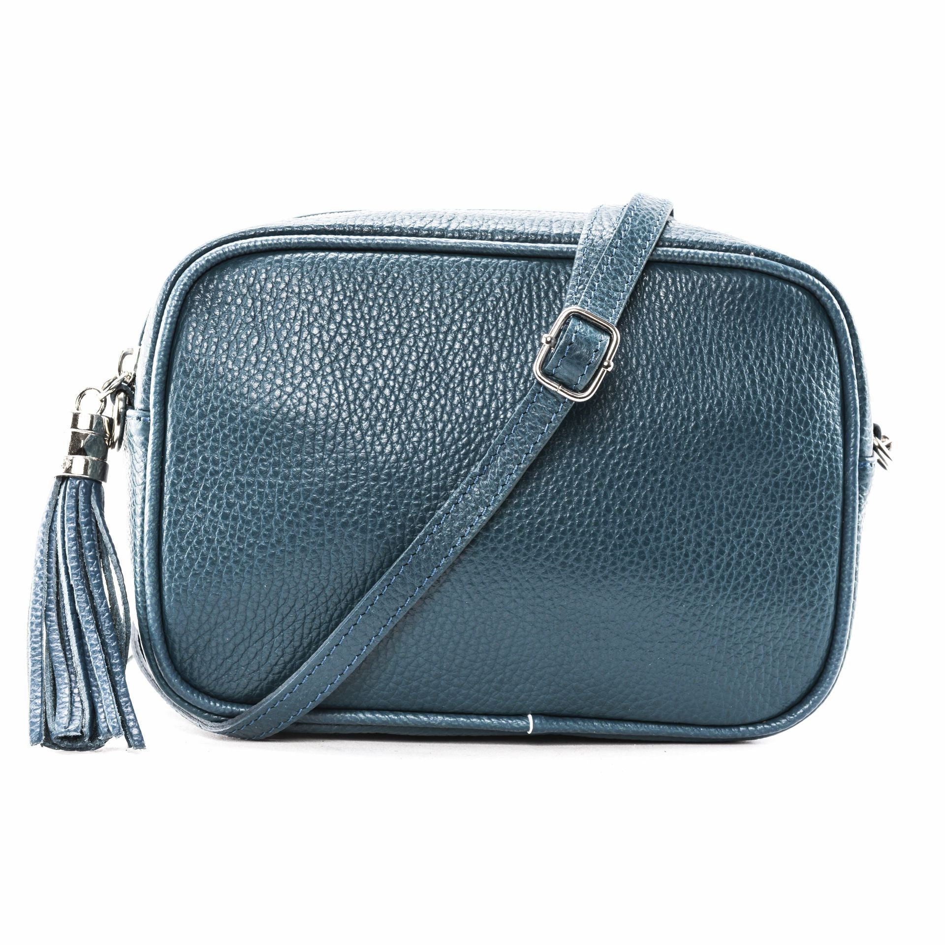 Sac à main en cuir grainé SEVILLE Bleu vert canard
