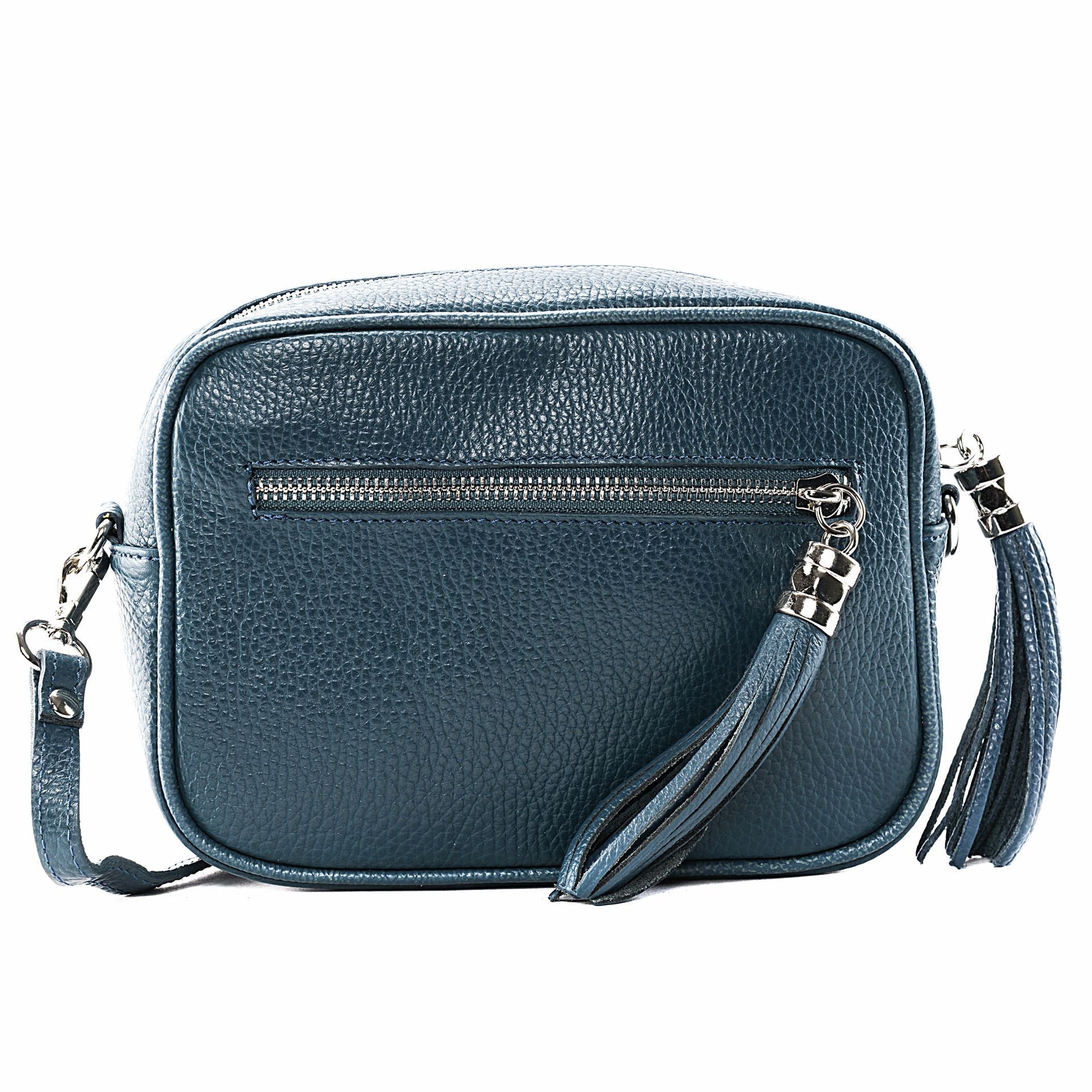 Sac à main en cuir grainé SEVILLE Bleu vert canard