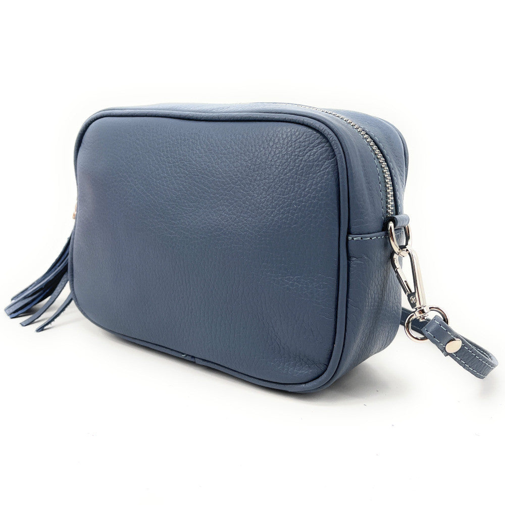 Sac à main en cuir grainé SEVILLE Bleu glacier