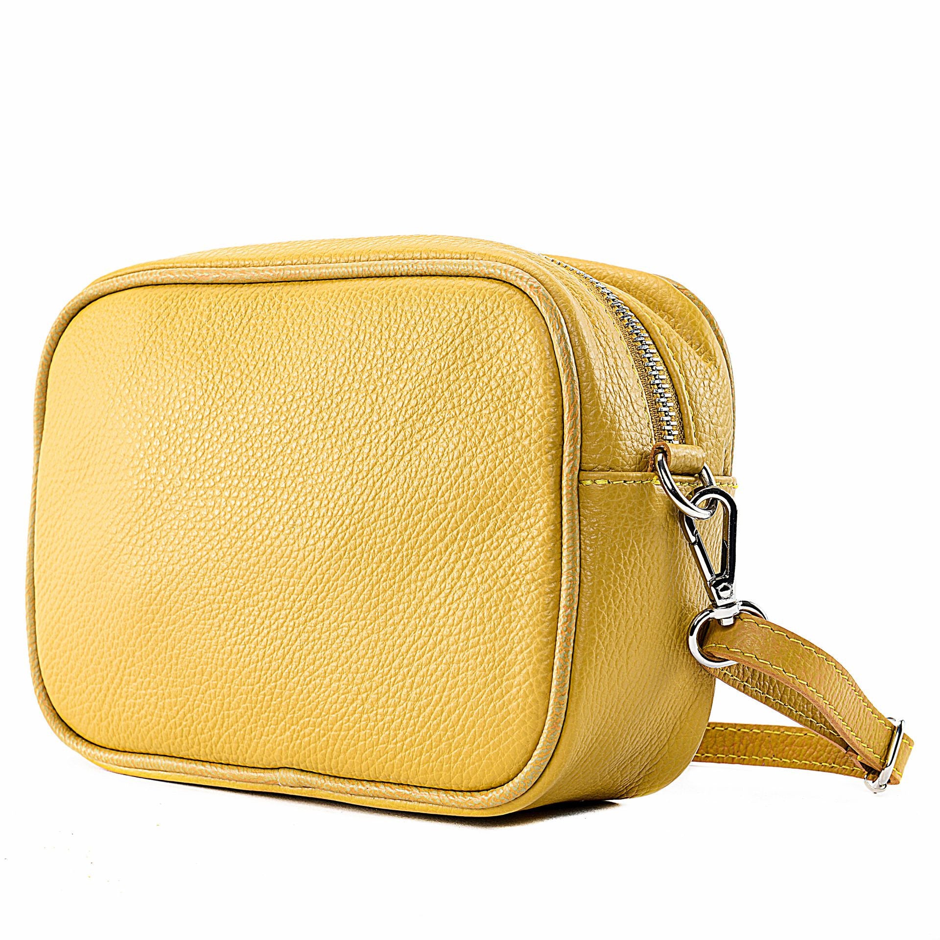 Sac à main en cuir grainé SEVILLE Jaune Moutarde