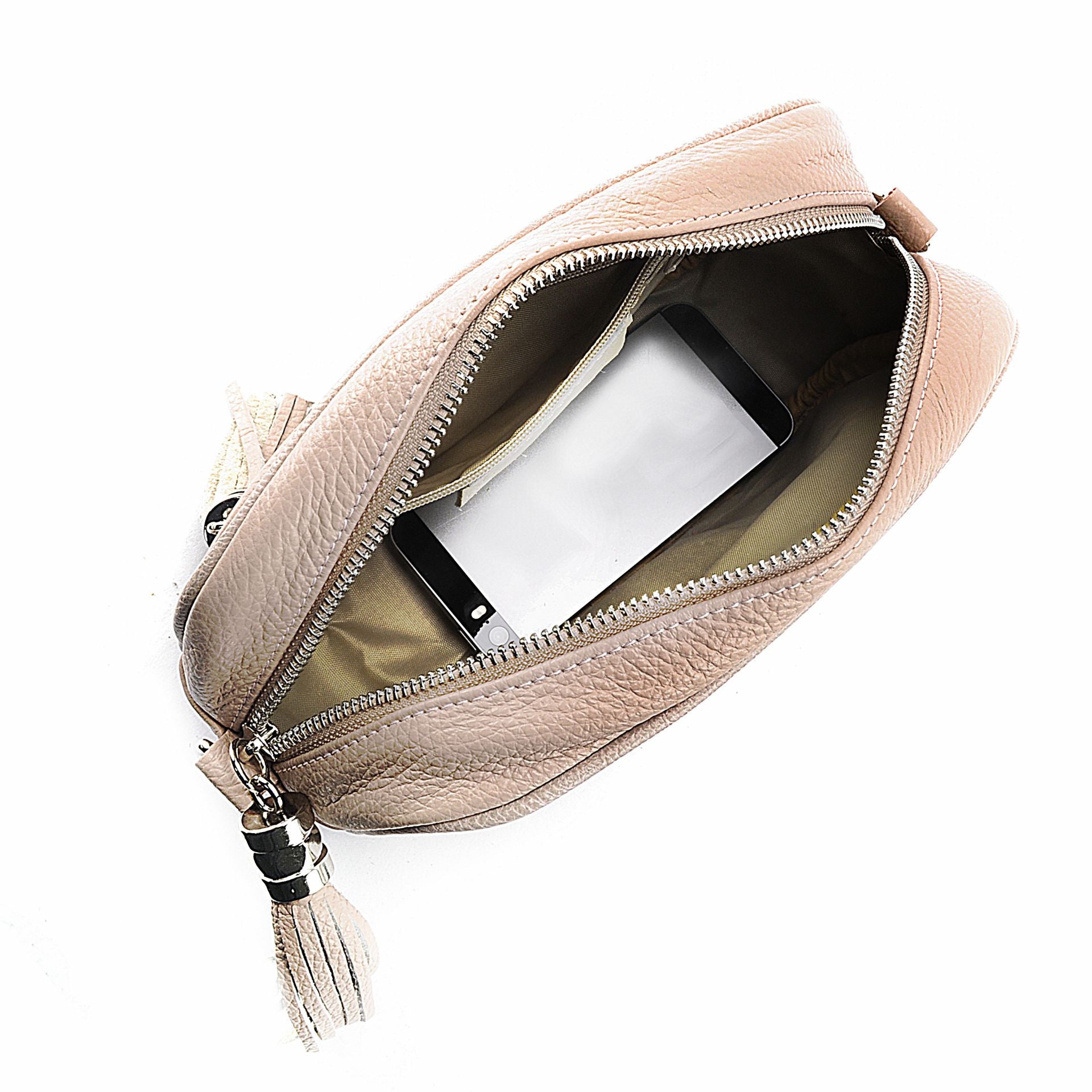 Sac à main en cuir grainé SEVILLE Rose nude