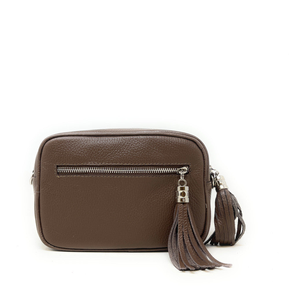 Sac à main en cuir grainé SEVILLE Taupe foncé