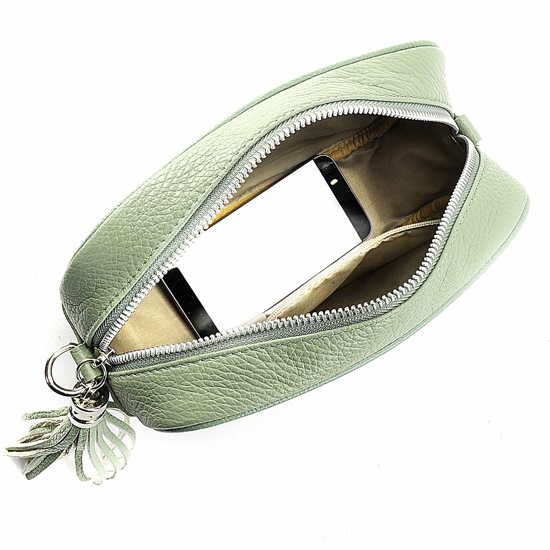 Sac à main en cuir grainé SEVILLE Vert pastel