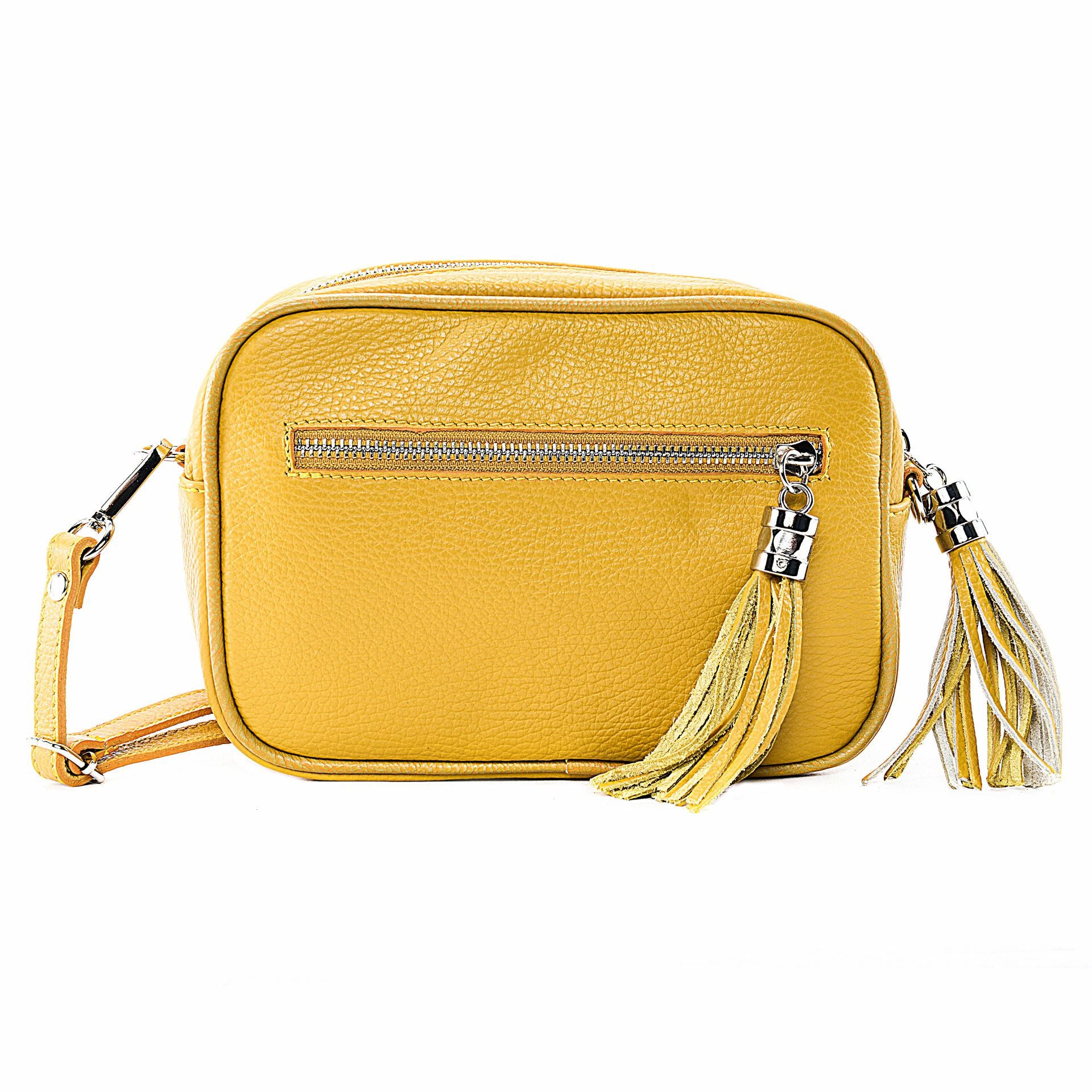 Sac à main en cuir grainé SEVILLE Jaune Moutarde