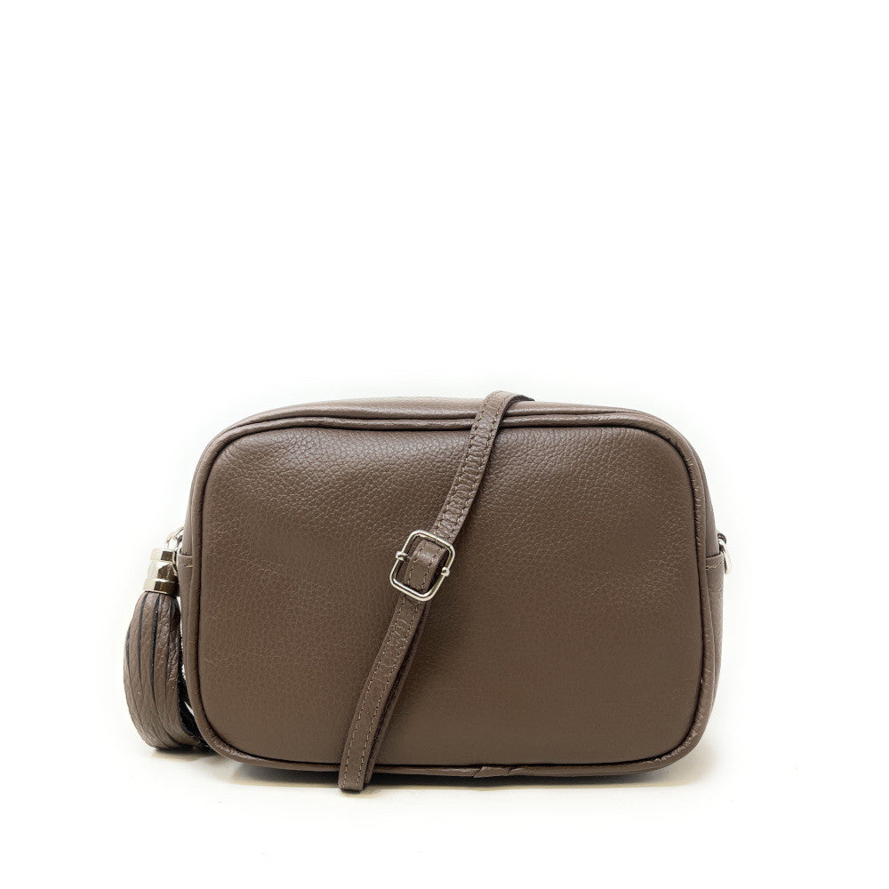Sac à main en cuir grainé SEVILLE Taupe foncé