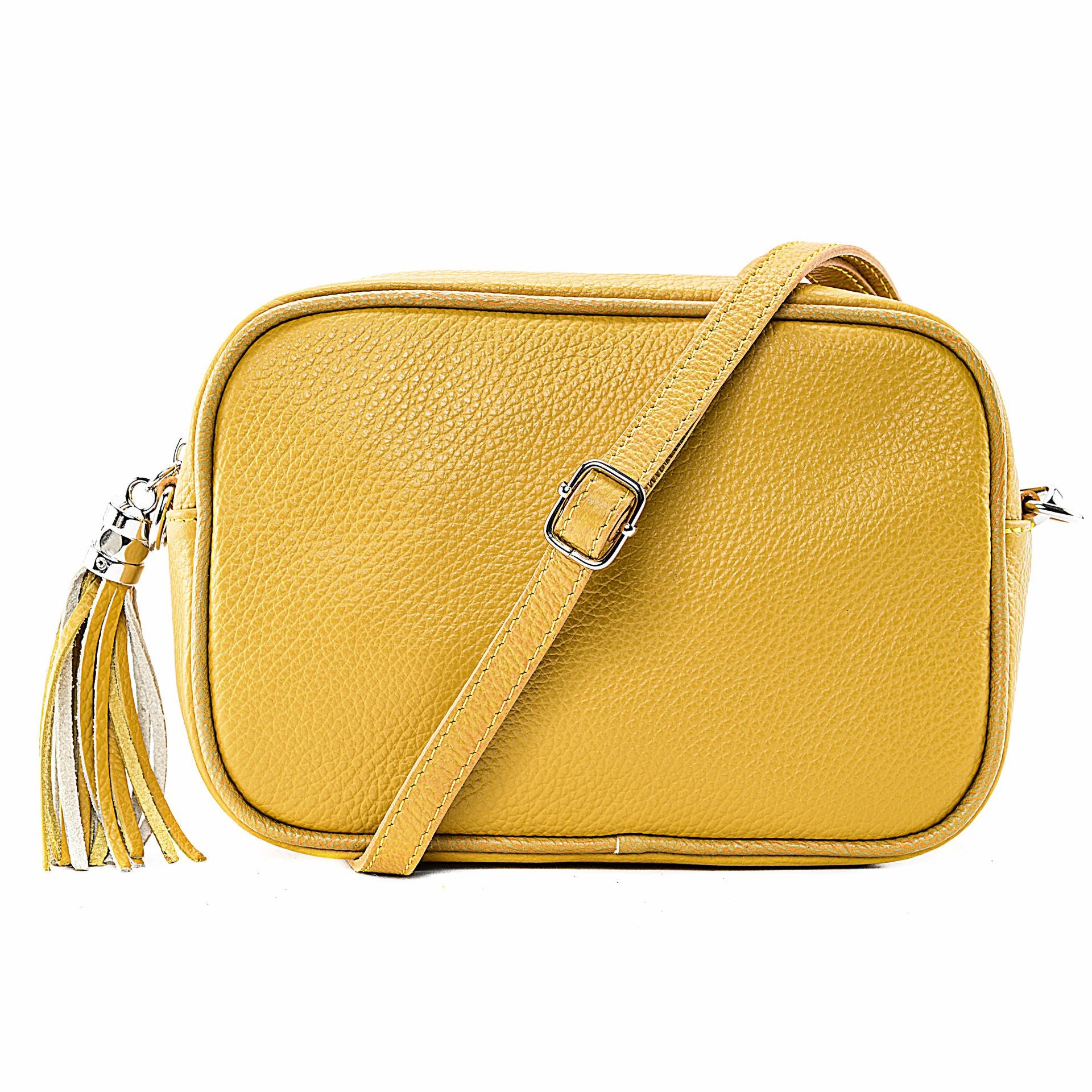 Sac à main en cuir grainé SEVILLE Jaune Moutarde