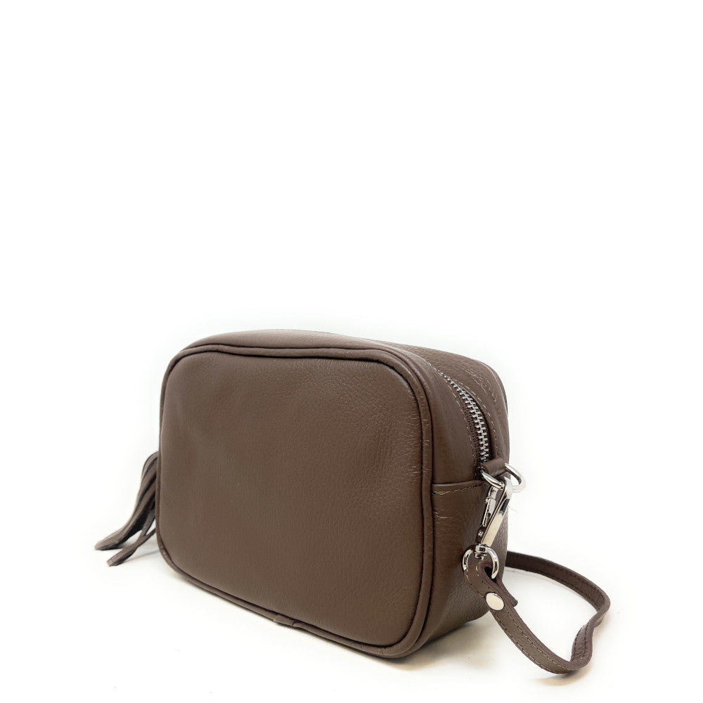 Sac à main en cuir grainé SEVILLE Taupe foncé