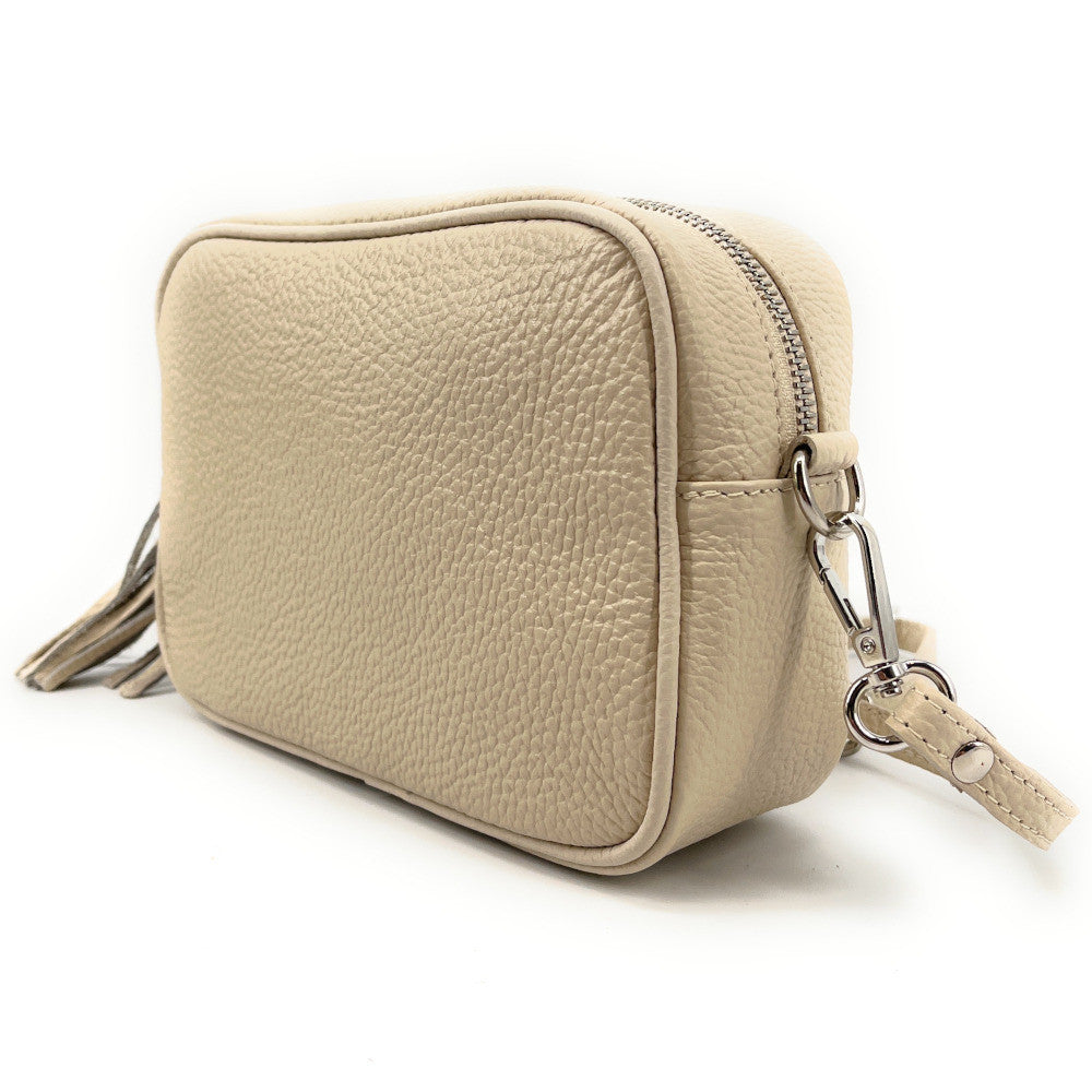Sac à main en cuir grainé SEVILLE Beige crème