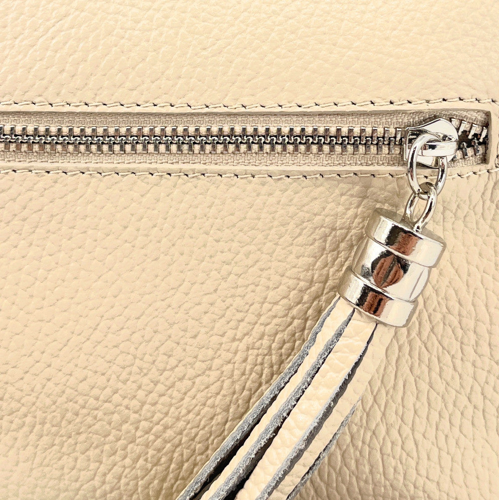 Sac à main en cuir grainé SEVILLE Beige crème