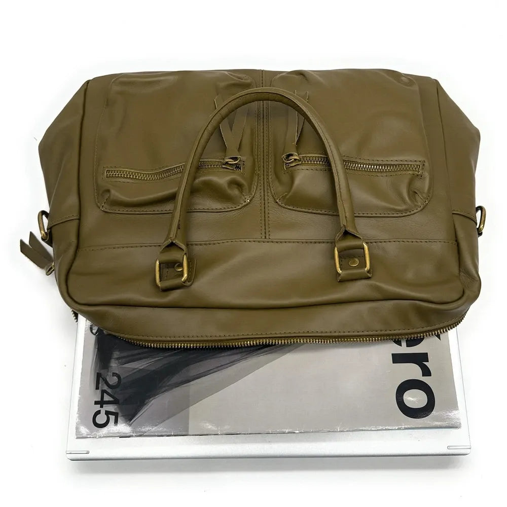 Sac à main en cuir lisse OMB MOSCOU Kaki