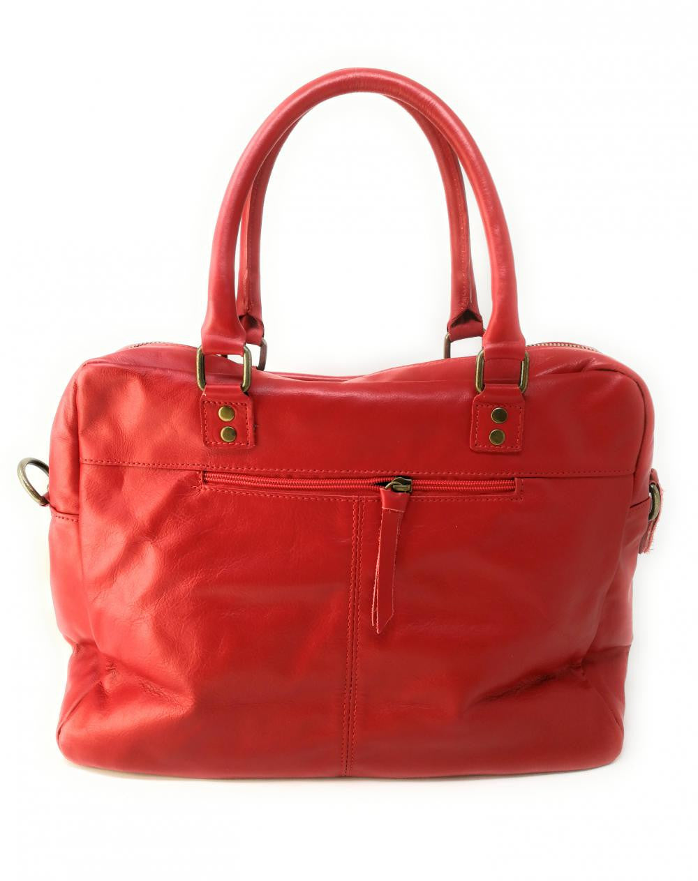 Sac à main en cuir lisse OMB MOSCOU Rouge garance