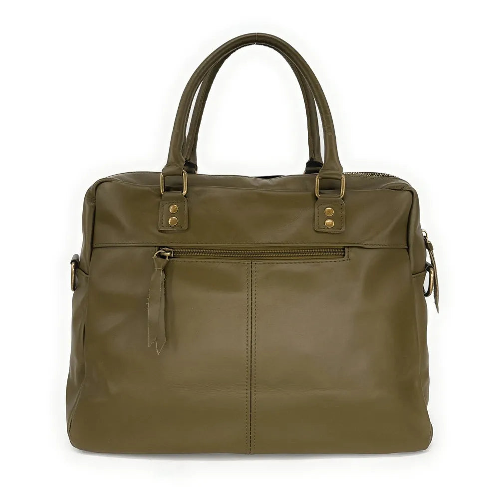 Sac à main en cuir lisse OMB MOSCOU Kaki