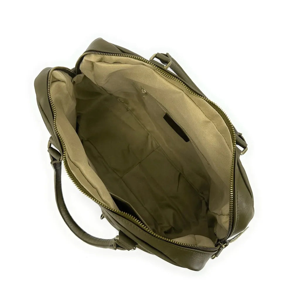 Sac à main en cuir lisse OMB MOSCOU Kaki