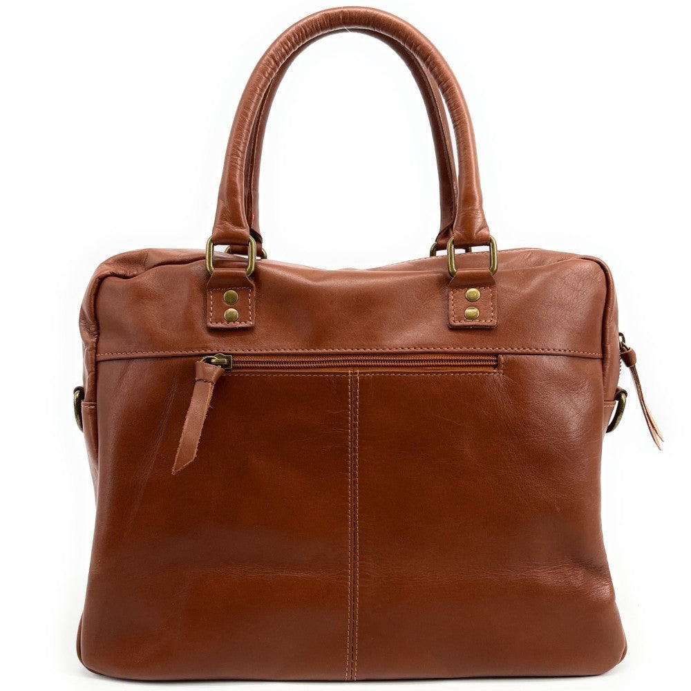 Sac à main en cuir lisse OMB MOSCOU Cognac
