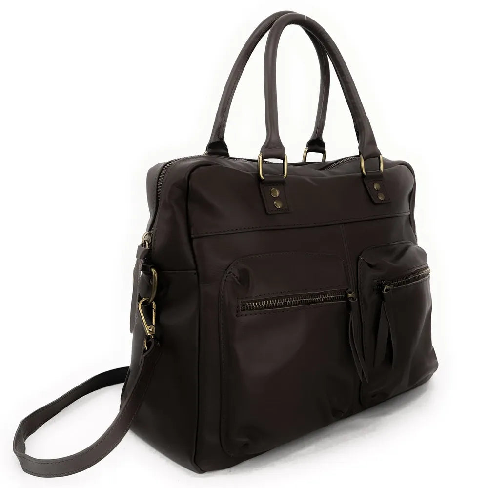 Sac à main en cuir lisse OMB MOSCOU Chocolat