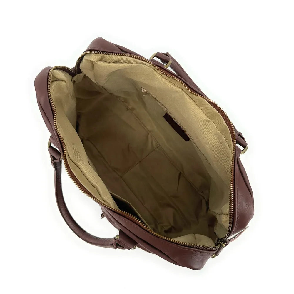 Sac à main en cuir lisse OMB MOSCOU Châtaigne