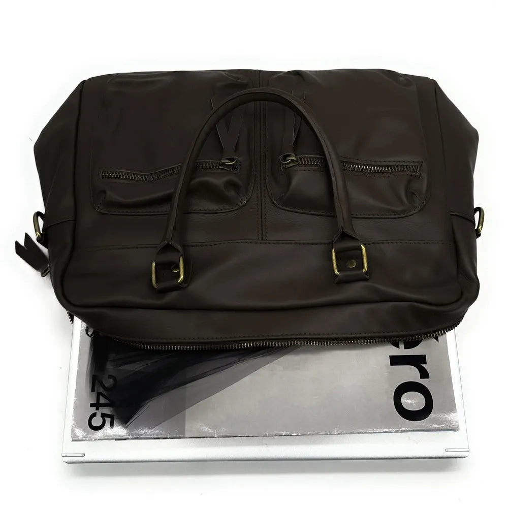 Sac à main en cuir lisse OMB MOSCOU Chocolat