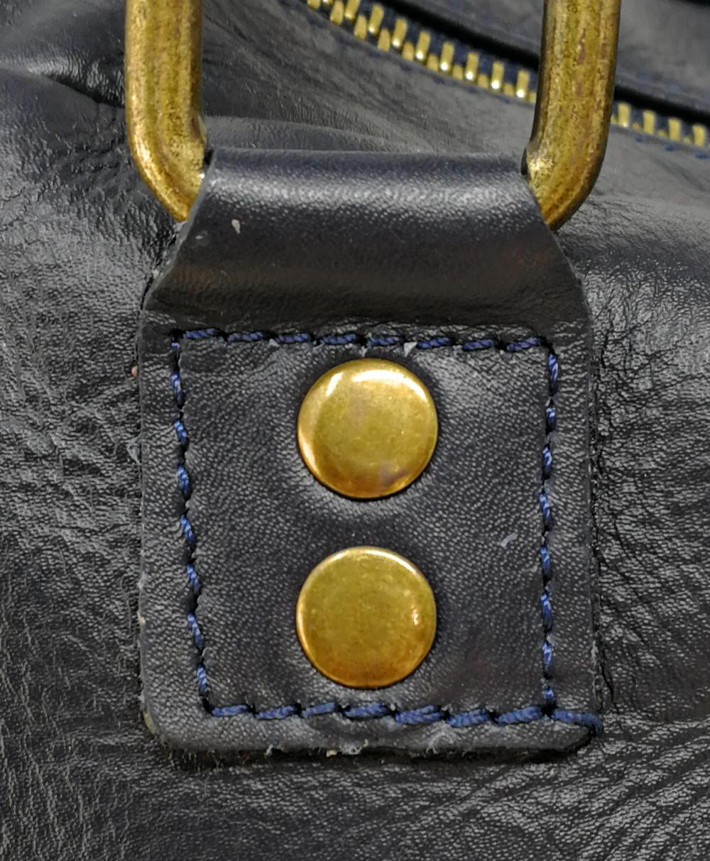 Sac à main en cuir lisse OMB MOSCOU Bleu marine