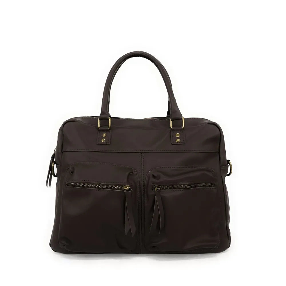 Sac à main en cuir lisse OMB MOSCOU Chocolat
