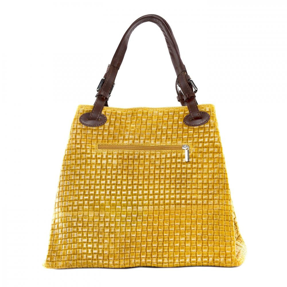 Sac à main en cuir italien embossé tressage MALLARME Jaune tournesol