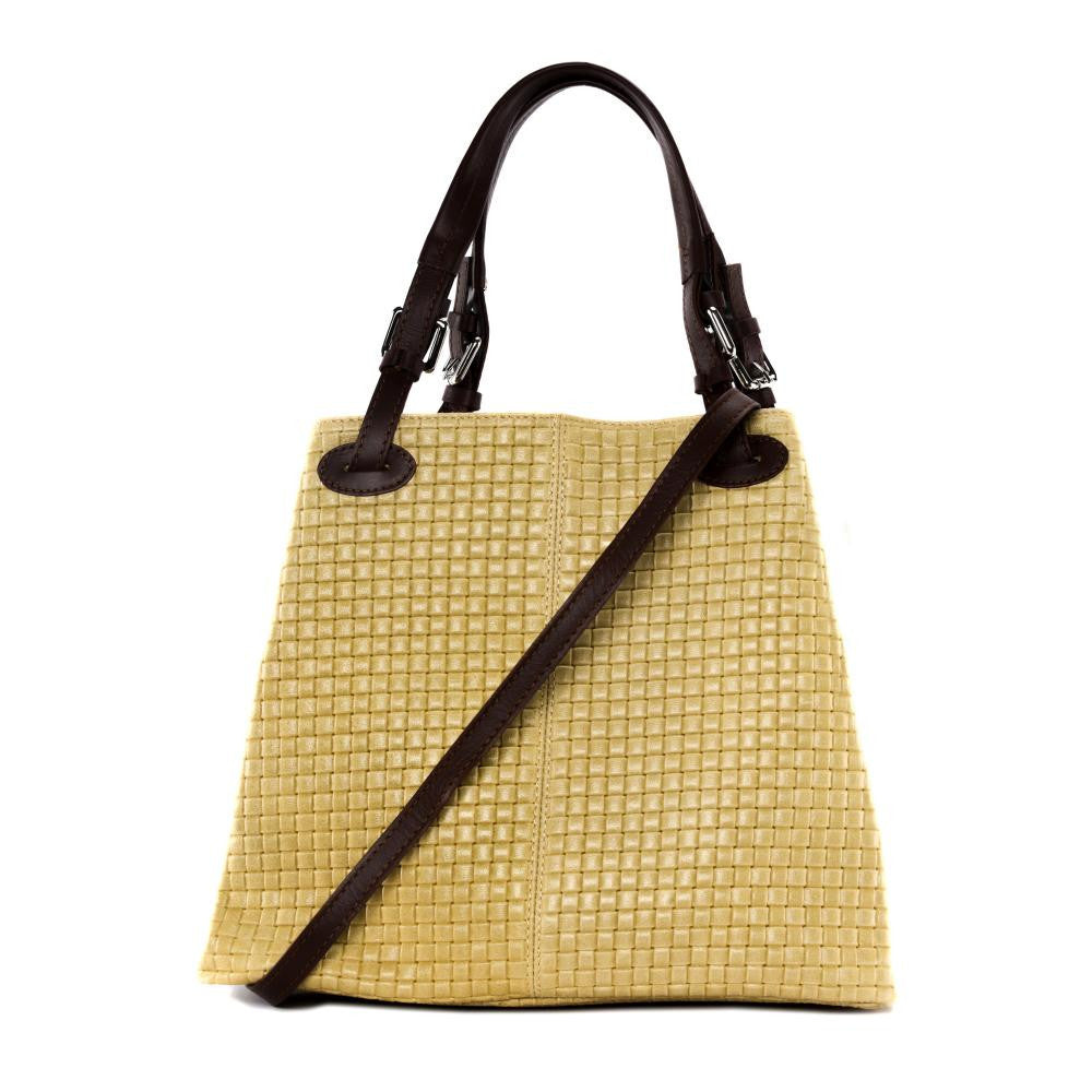 Sac à main en cuir italien embossé tressage MALLARME Naturel