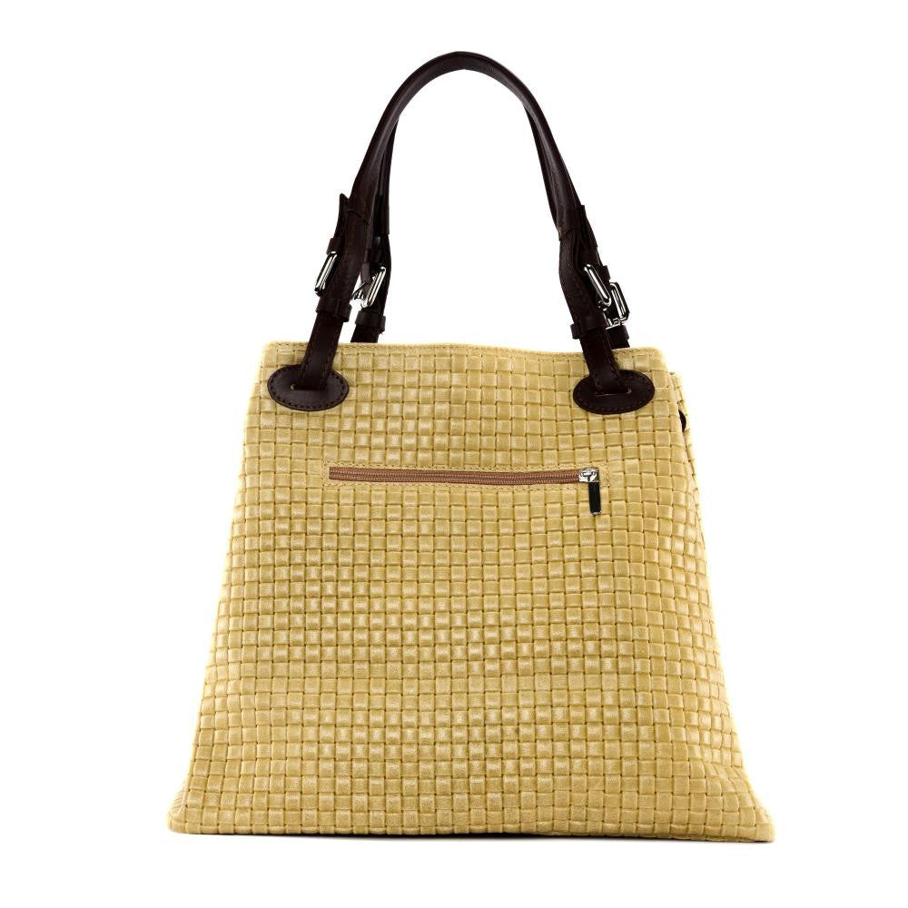 Sac à main en cuir italien embossé tressage MALLARME Naturel
