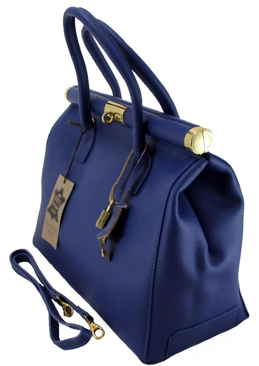 Sac à main en cuir italien TROCADERO Bleu roi