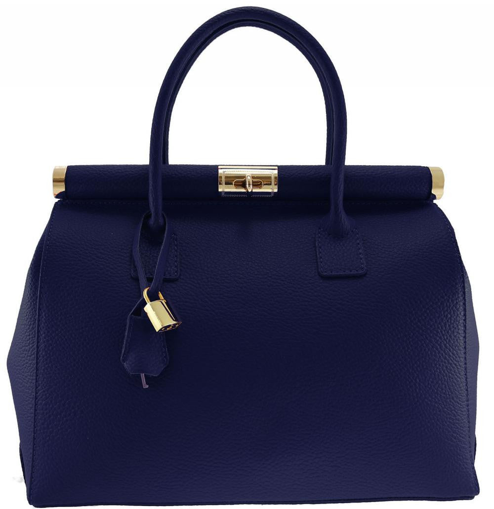 Sac à main en cuir italien TROCADERO Bleu marine