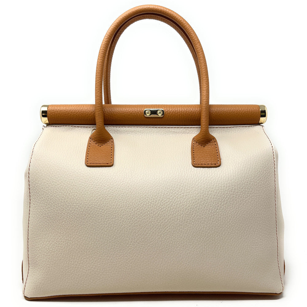 Sac à main en cuir italien TROCADERO Beige crème