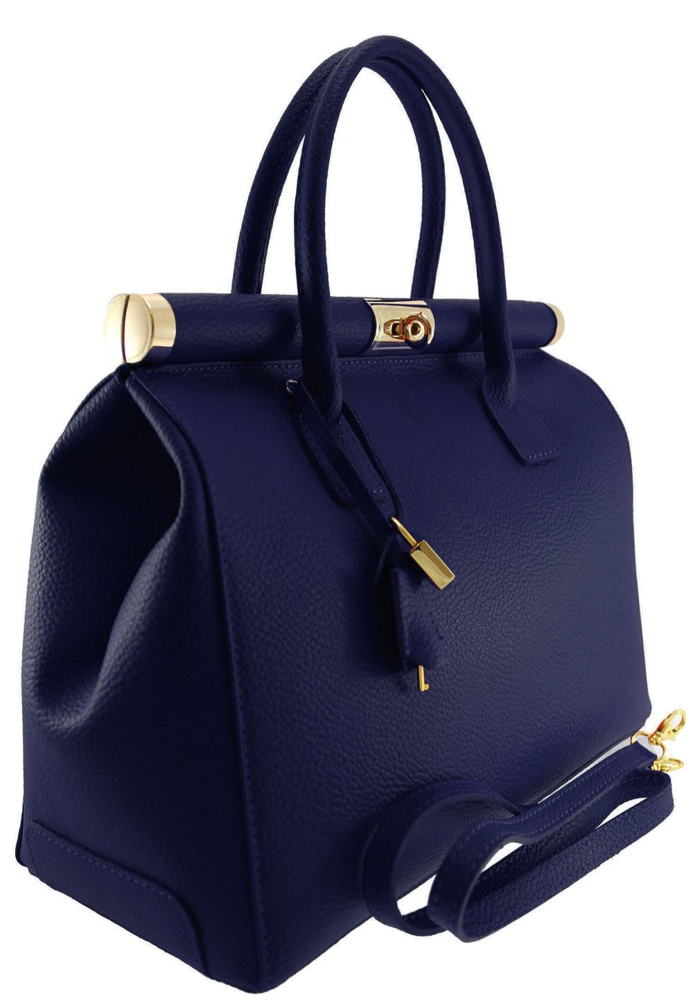 Sac à main en cuir italien TROCADERO Bleu marine