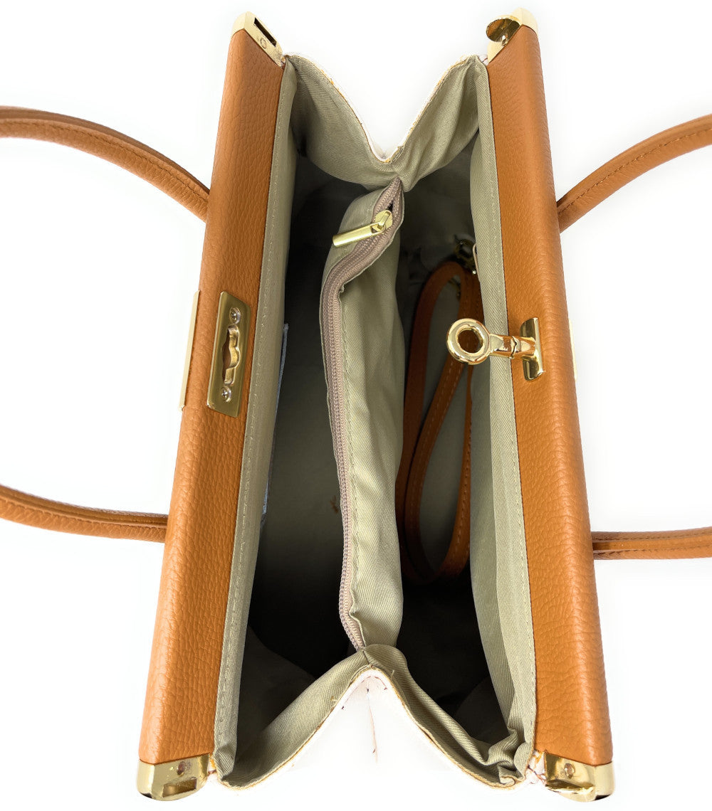 Sac à main en cuir italien TROCADERO Beige crème