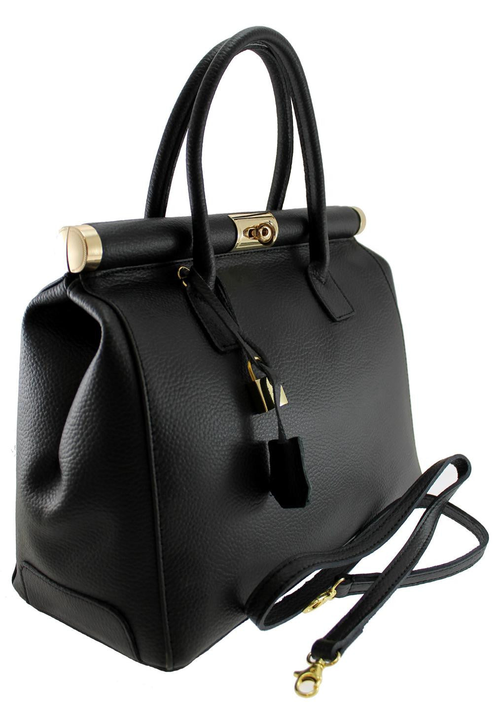 Sac à main en cuir italien TROCADERO Noir