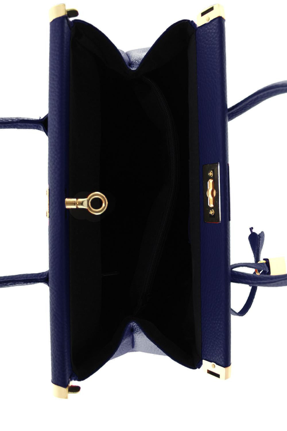 Sac à main en cuir italien TROCADERO Bleu marine