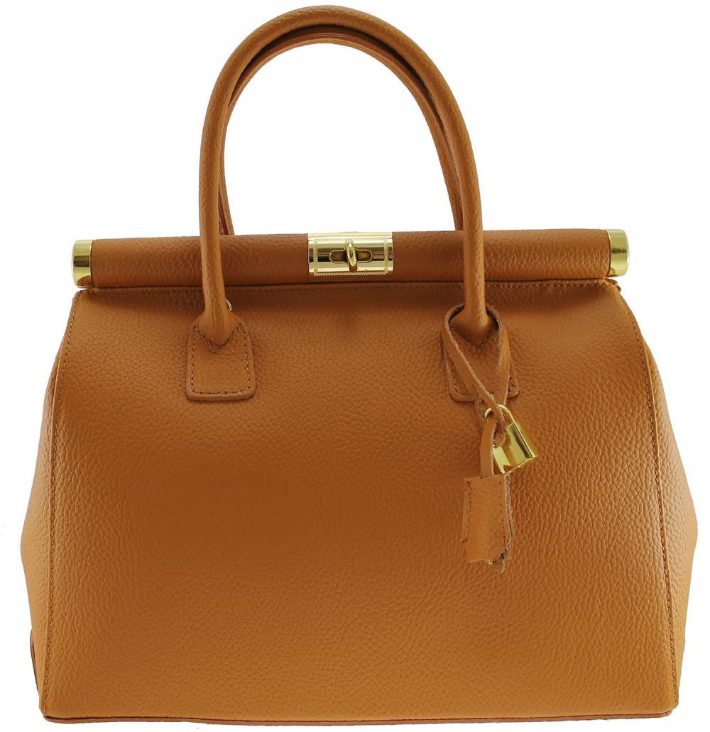 Sac à main en cuir italien TROCADERO Cognac foncé