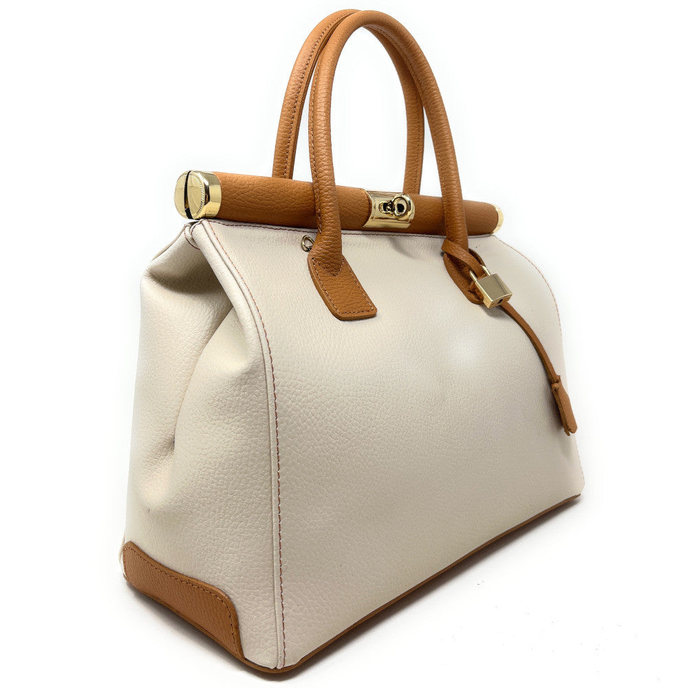 Sac à main en cuir italien TROCADERO Beige crème