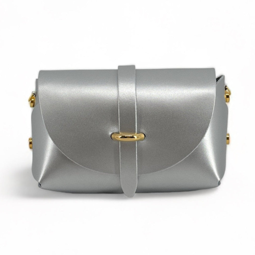 Mini sac à main en cuir lisse CANDY Argent moyen