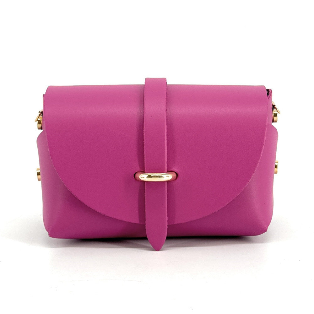 Mini sac à main en cuir lisse CANDY Rose intense