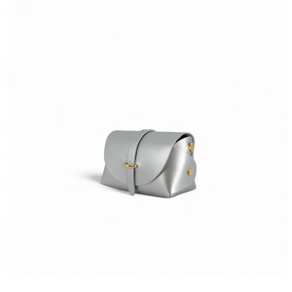 Mini sac à main en cuir lisse CANDY Argent moyen