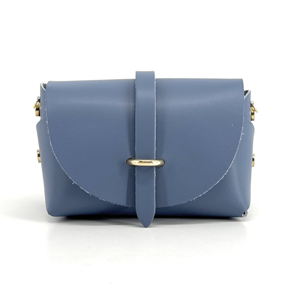 Mini sac à main en cuir lisse CANDY Bleu glacier