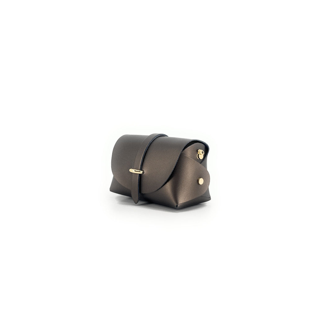 Mini sac à main en cuir lisse CANDY Marron glacé