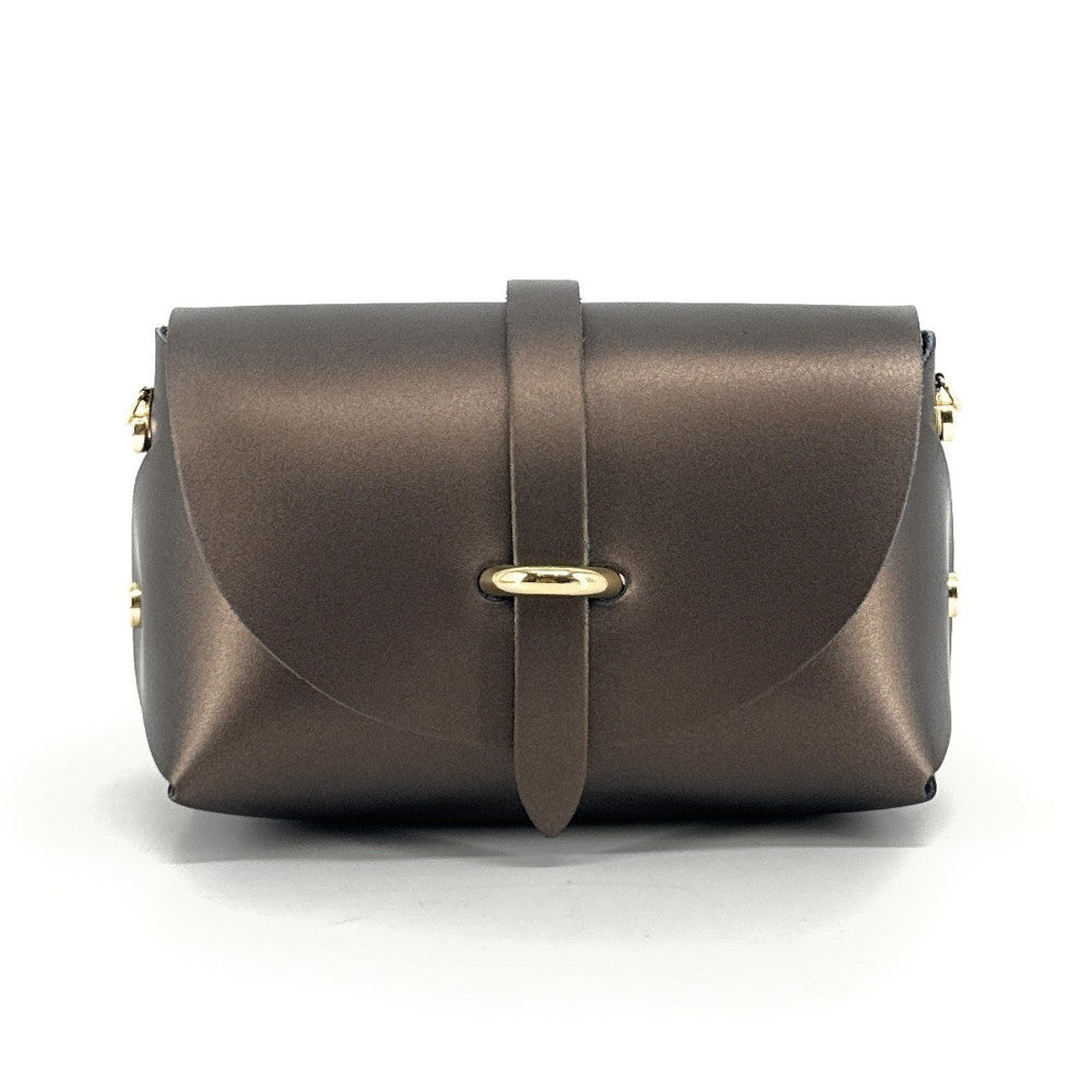 Mini sac à main en cuir lisse CANDY Marron glacé