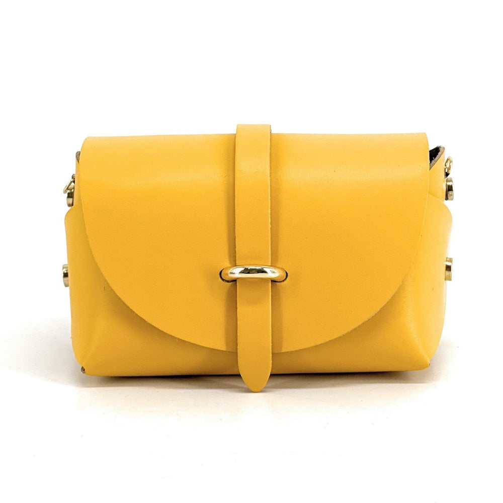 Mini sac à main en cuir lisse CANDY Bouton d'or