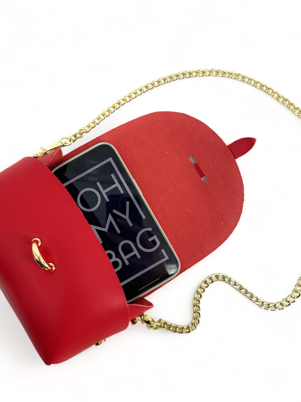 Mini sac à main en cuir lisse CANDY Rouge garance