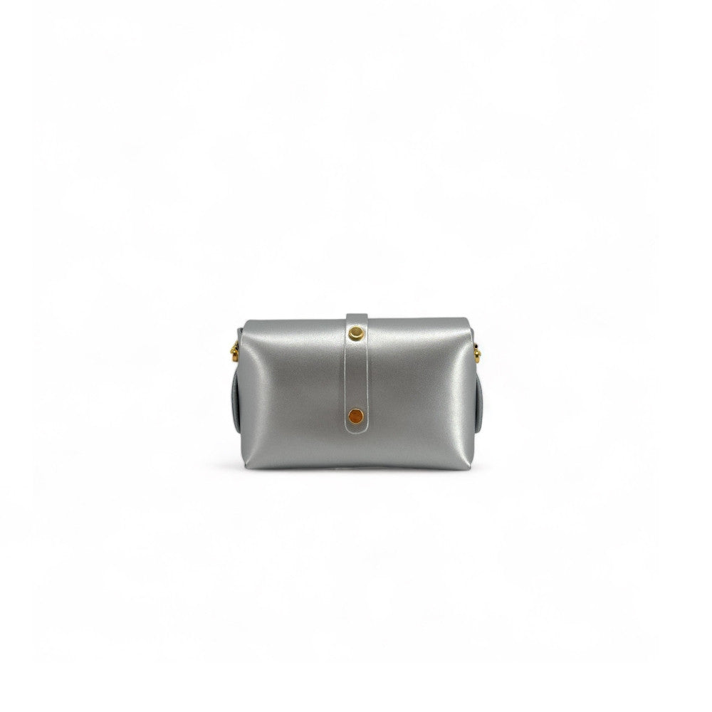 Mini sac à main en cuir lisse CANDY Argent moyen