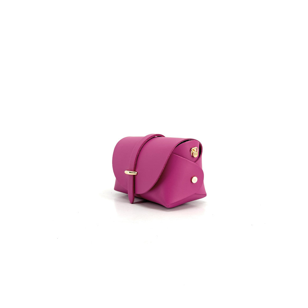 Mini sac à main en cuir lisse CANDY Rose intense