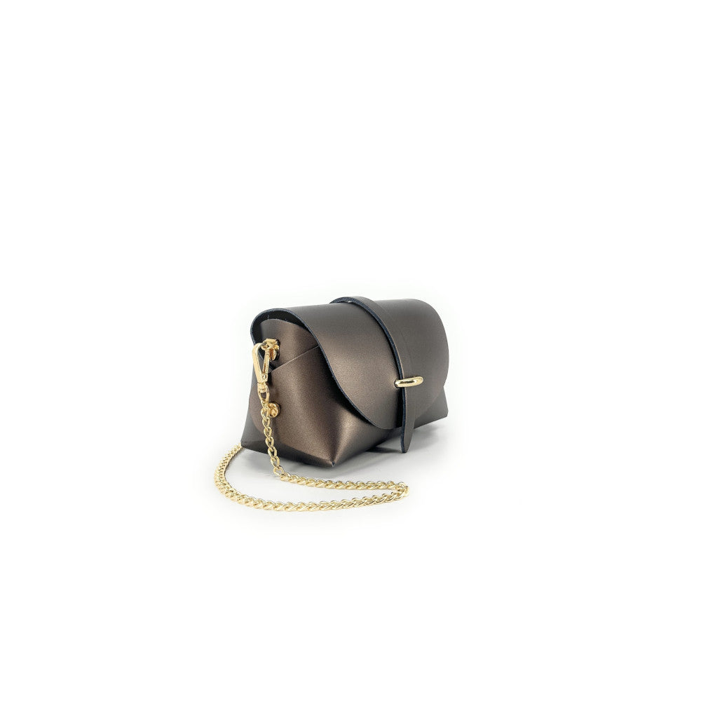 Mini sac à main en cuir lisse CANDY Marron glacé