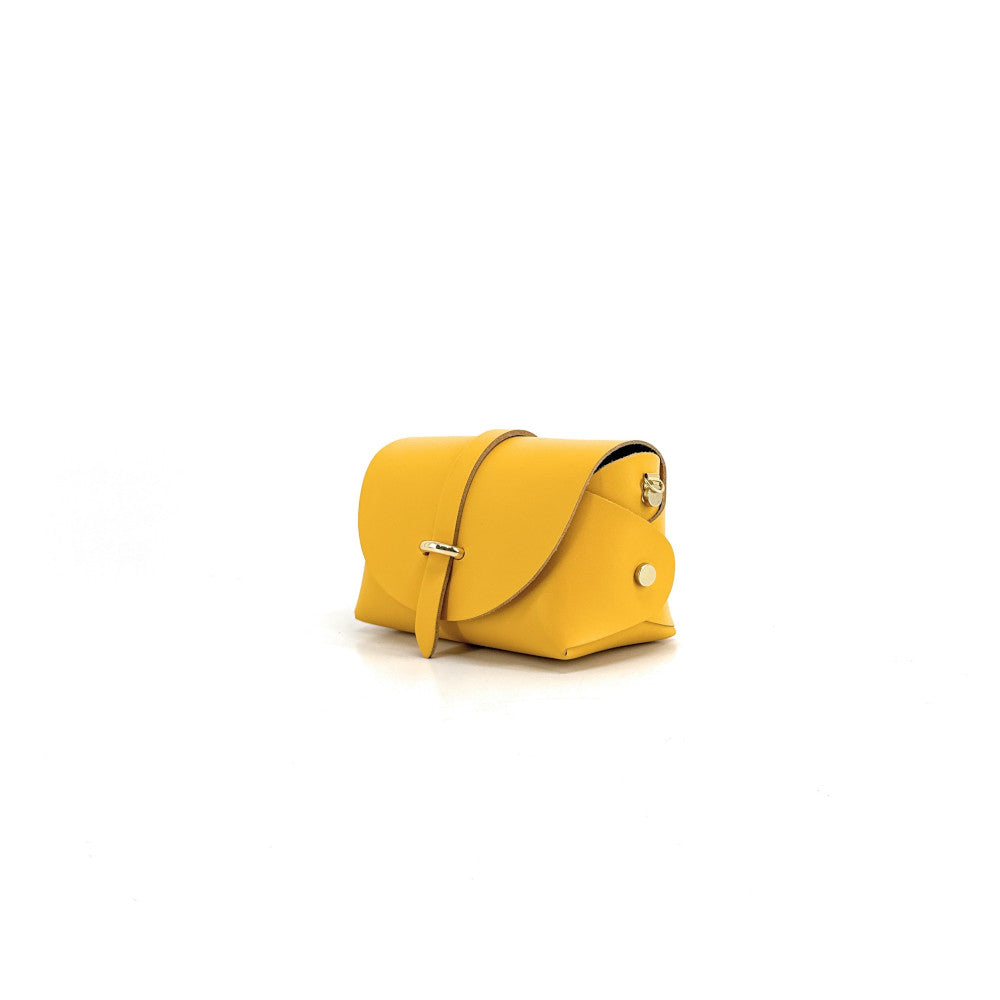 Mini sac à main en cuir lisse CANDY Bouton d'or