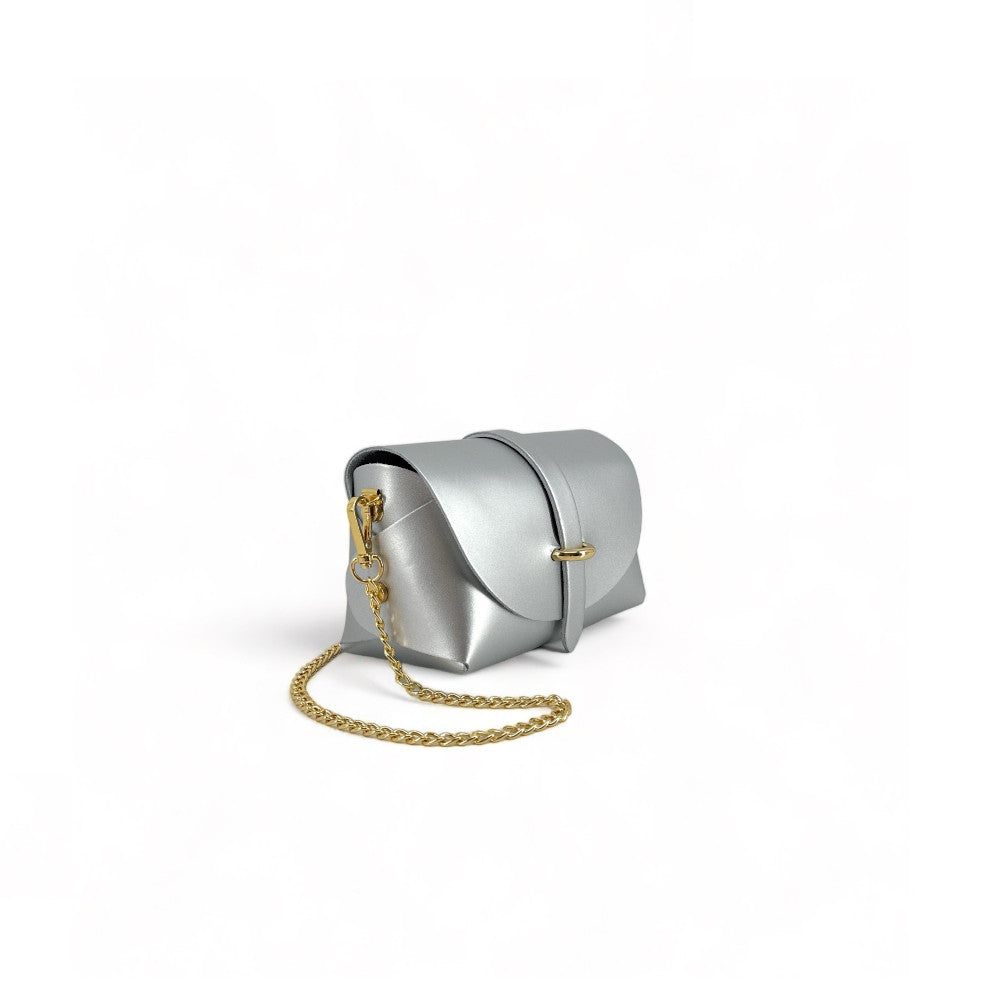 Mini sac à main en cuir lisse CANDY Argent moyen