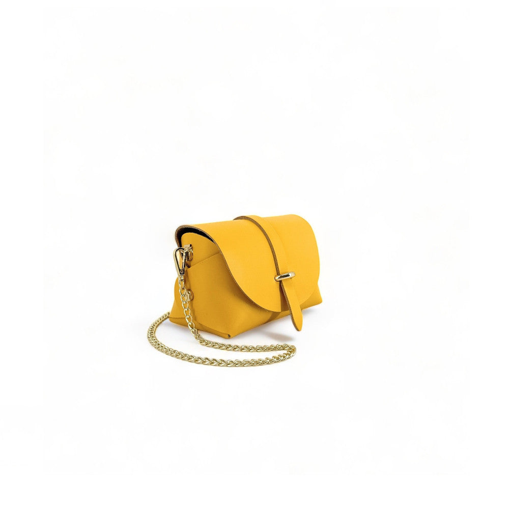 Mini sac à main en cuir lisse CANDY Bouton d'or