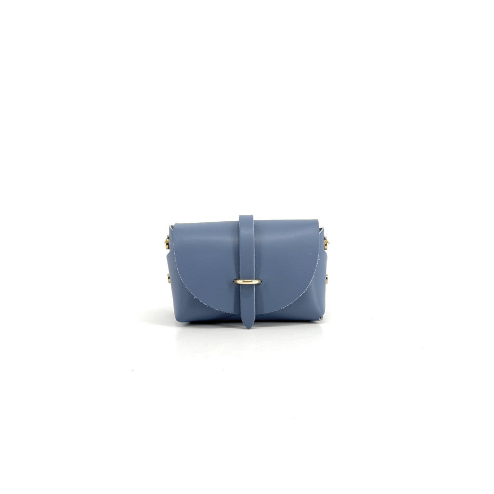 Mini sac à main en cuir lisse CANDY Bleu glacier